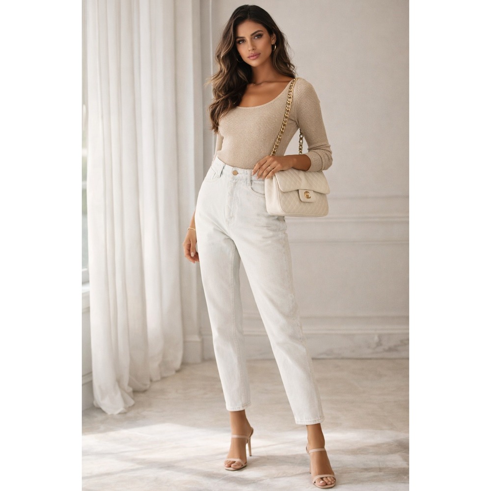 Vintage Sync Jeans Womens 10 High Rise White Washed Tapered Mom Retro READ Ombre